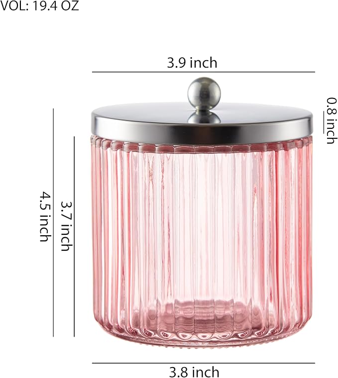 KMwares 2-Pack Pink Glass Bathroom Canister Set - Image 2