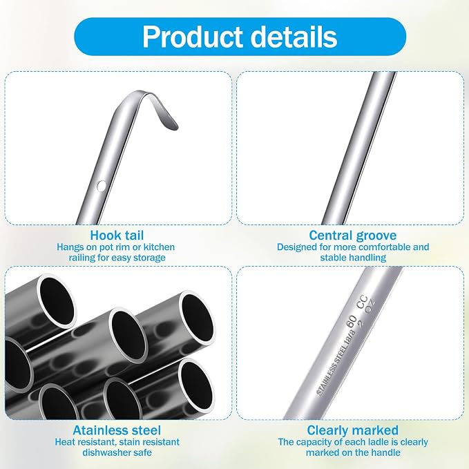 10PCS Stainless Steel Soup Ladle, 2 Oz Serving Ladles - Image 2