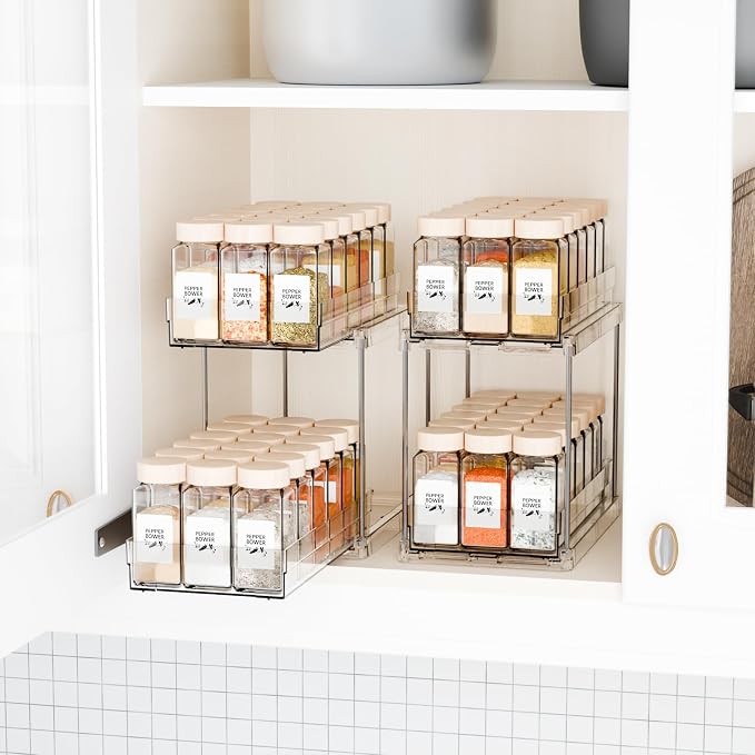Yieach 2 Tier Vertical Spice Rack Pull Out, 10.4'' Deep Narrow Slide Out Spice - Image 8