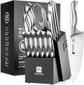 WIZEKA Kitchen Knife Set with Block: Razor Sharp 15 Pcs Professional Chef Knife by WIZEKA