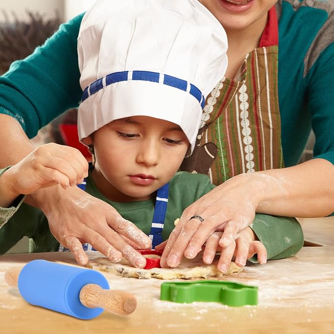 Mini Silicone Rolling Pin for Kids, Non-stick Surface Wood Handle, 9 Inch 1 - Image 4