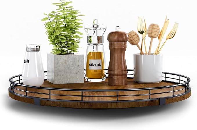 Farmhouse Oak 16" Lazy Susan Turntable Organizer by AMH