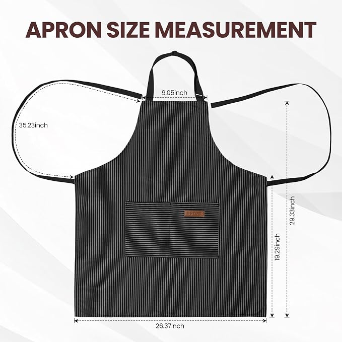 Serrenf 2 Pack Apron, Cooking Kitchen Aprons, Adjustable Bib Apron - Image 4