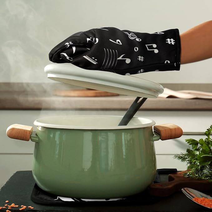 Leinuosen 8 Pcs Music Note Kitchen Decor Accessories Set Farmhouse Towels Oven - Image 4