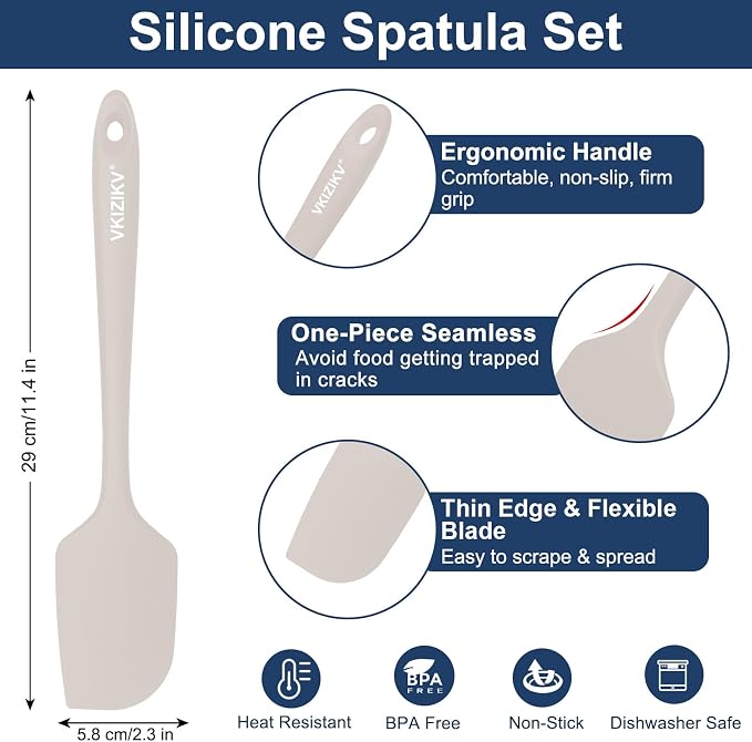 4 Pcs Silicone Spatula Set, 11.4 In, 600°F Heat Resistant Rubber Spatulas - Image 2