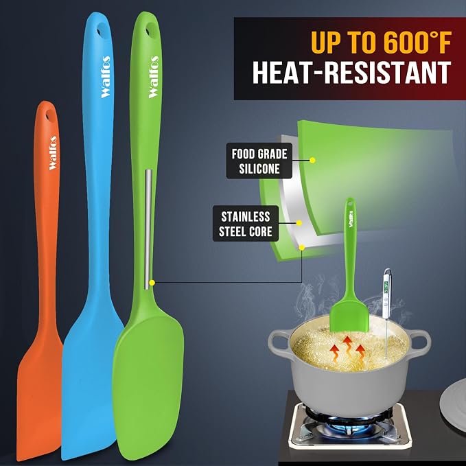 Walfos Silicone Spatula -600°F Heat Resistant Kitchen Scraper Spatulas - Image 3