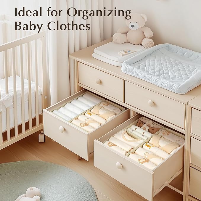 DIMJ Drawer Organizers Clothes, Fabric Closet Organizers and Storage, Shallow - Image 3