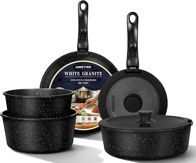 pots and Pans Set, Nonstick Cookware Set Detachable Handle, Induction Kitchen by UMETRE
