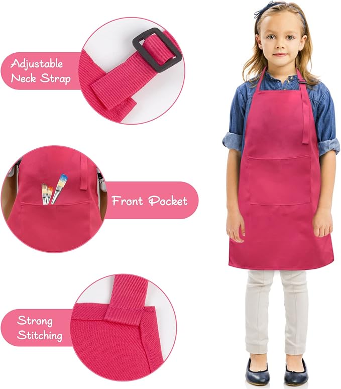 SINLAND Kids Apron with Pocket 2 Pack Children Chef Apron - Image 8