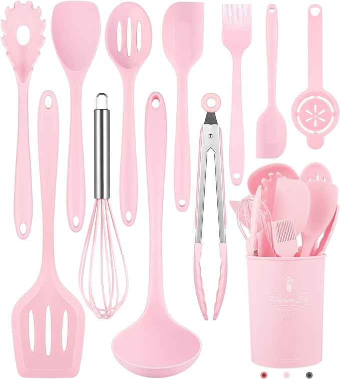 Kitchen Utensils Set-12 Pieces Silicone Cooking Utensils Set 392°F Heat by Pranski