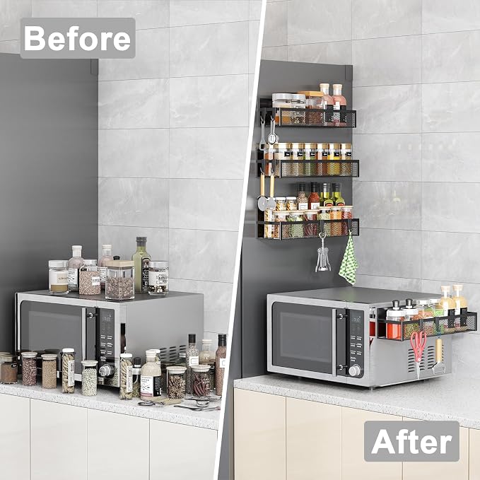 Aufworld Magnetic Spice Rack for Refrigerator, 5 Pack Magnetic Shelf, Moveable - Image 7