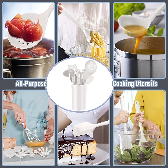 Silicone Kitchen Utensils Set, E-far 23 Pcs White Cooking Utensils Tools - Image 4