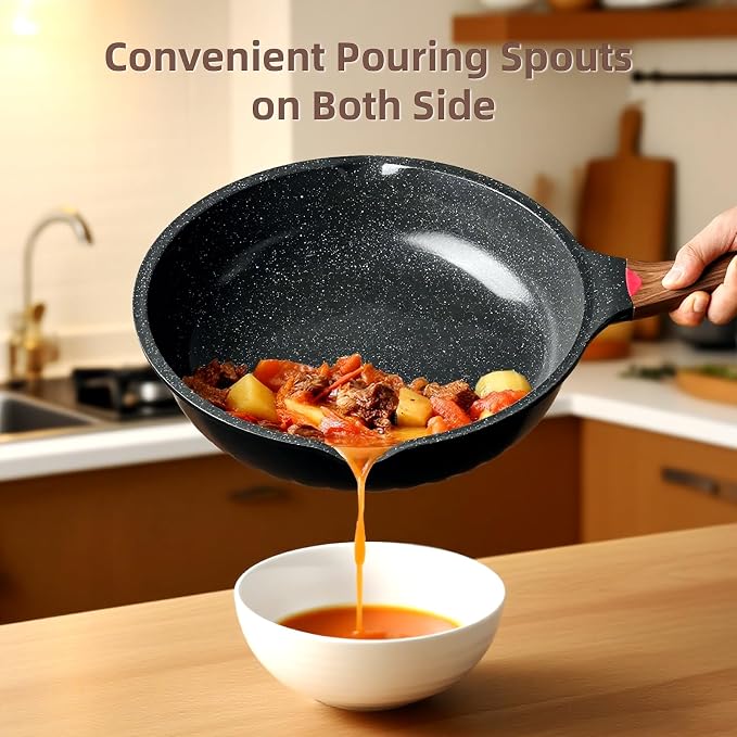 Vinchef Non Stick Frying Pans Set, Deep Frying Pan & Saute Skillet, PFAS PFOA & - Image 3