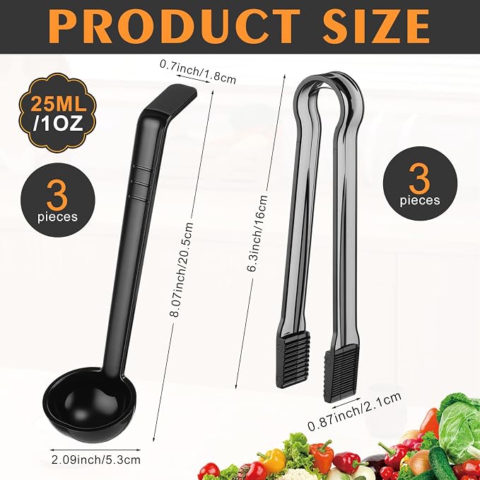 6 Pieces Plastic Serving Utensils Set Including 3 Pcs 1 oz Small Ladle and 3 - Image 2