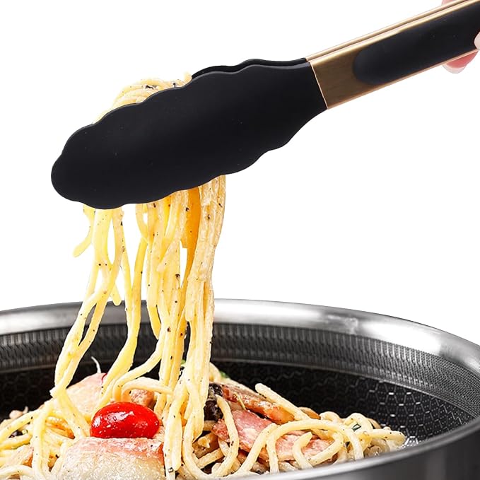 Stainless Steel Classic Kitchen Serving Food Party Gold Tongs 9" and 12" - Image 6