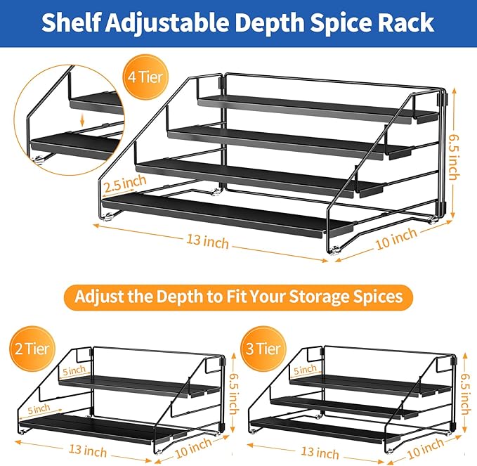 BOIVSHI 4 Tier Spice Rack Organzier, Spice Rack - Image 5