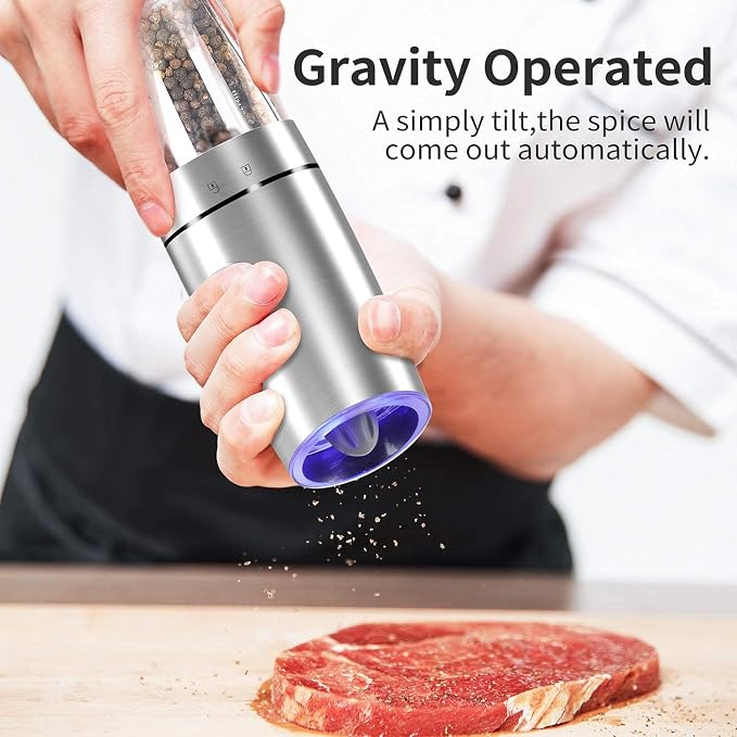 Gravity Electric Pepper and Salt Grinder Set, Adjustable Coarseness, Automatic - Image 2
