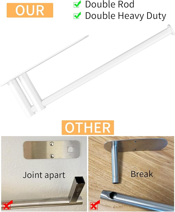 Paper Towel Holder Under Cabinet, 13Inch Self-Adhesive or Wall Paper Towel - Image 4