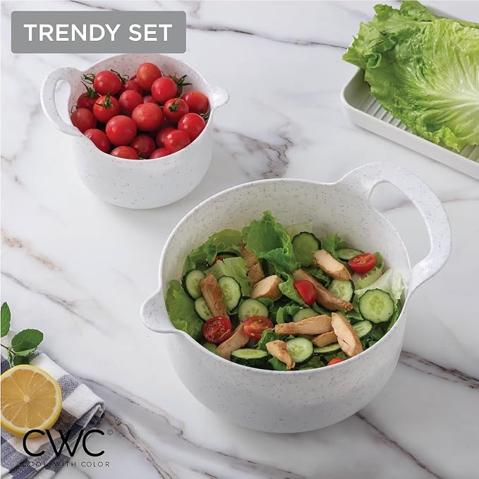 COOK WITH COLOR Nesting Plastic Mixing Bowl Set with Pour Spouts and Handles - Image 2