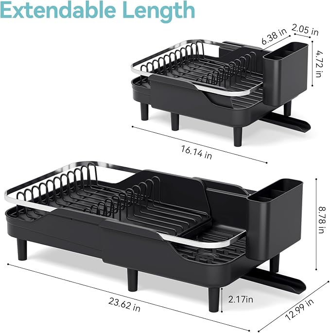 Urackify Expandable Dish Rack for Kitchen Counter, 16.14"-23.62" Large - Image 7