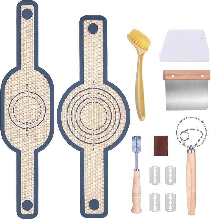 Bread Making Tools and Supplies, inclued Round Baking Mat and Oval Baking Mat by HOMEDISIAC