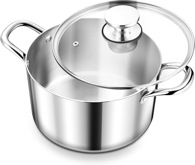 Herogo 4.5 Quart Stock Pot, Tri-Ply Cooking Pot by Herogo