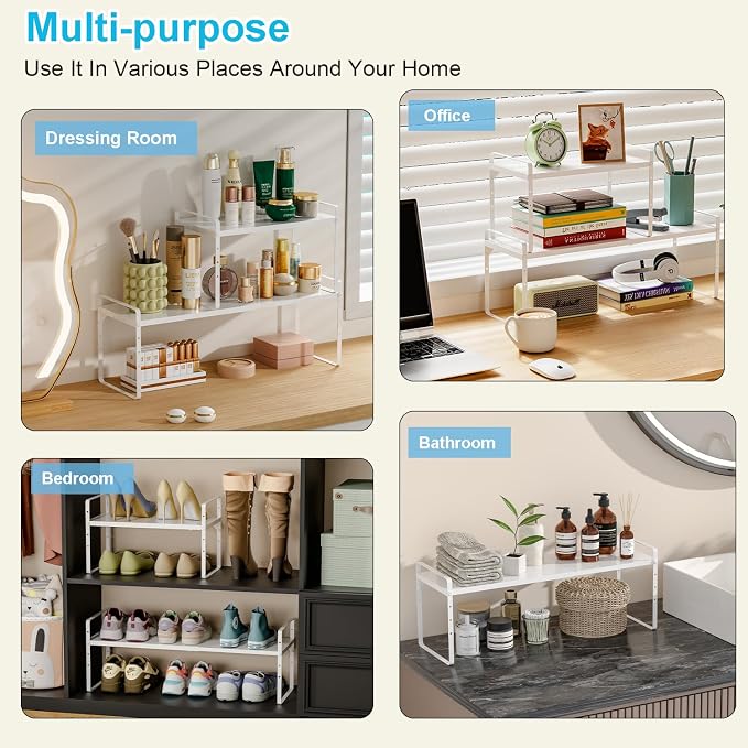 15.5 to 25.5 Inch Kitchen Cabinet Shelf Organizers, Adjustable Kitchen Counter - Image 8