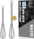 Walfos Mini Whisks Stainless Steel, Small Whisk 2 Pieces, 5in and 7in Tiny Whisk by Walfos