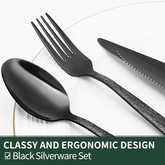 EWFEN 24-Piece Black Silverware Set - Image 3