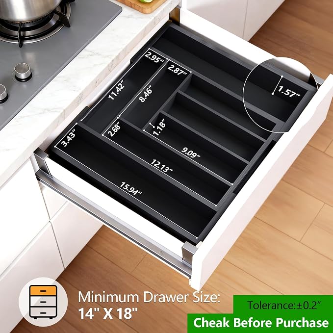 Pipishell Bamboo Expandable Drawer Organizer - Image 2