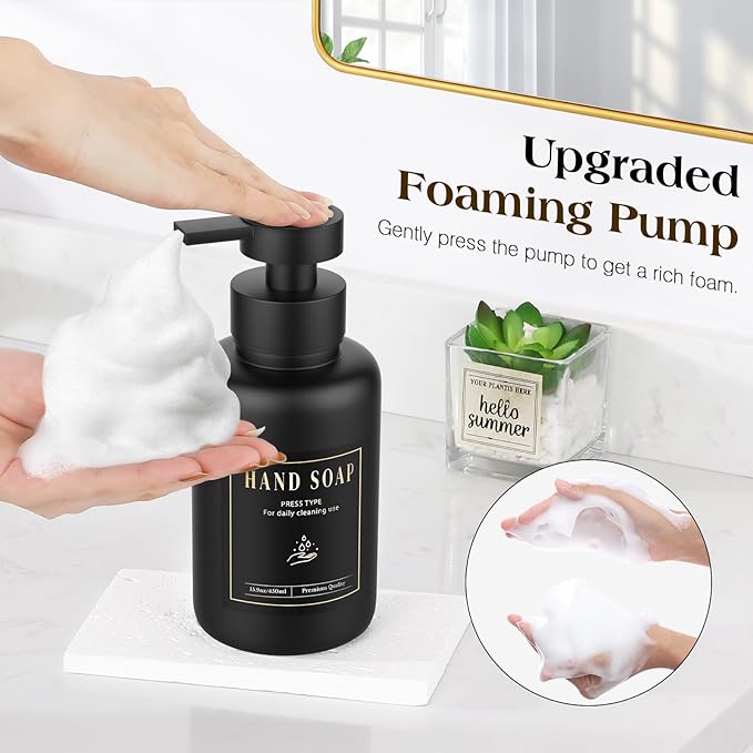Luxspire Foaming Soap Dispenser, Glass Foam Pump Soap Dispenser, Non-Slip Hand - Image 2