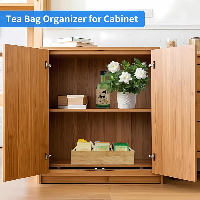 Wood Tea Bag Organizer with 6 Slots – Tea Bag Holder and Tea Organizer - Image 4