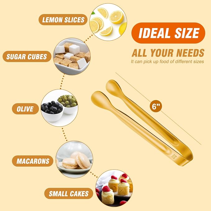 12 PCS Small Serving Tongs, Stainless steel Small Kitchen Tiny Food Tongs - Image 3