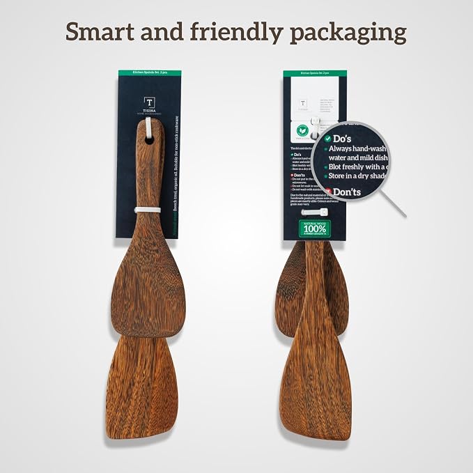 Wooden Cooking Spatula Set, Natural Wenge Wood Spatulas - Image 2