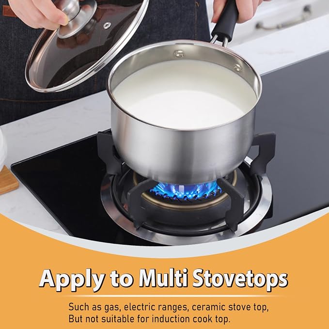P&P CHEF 3 Quart Saucepan Small Pot, Stainless Steel Saucepan - Image 5