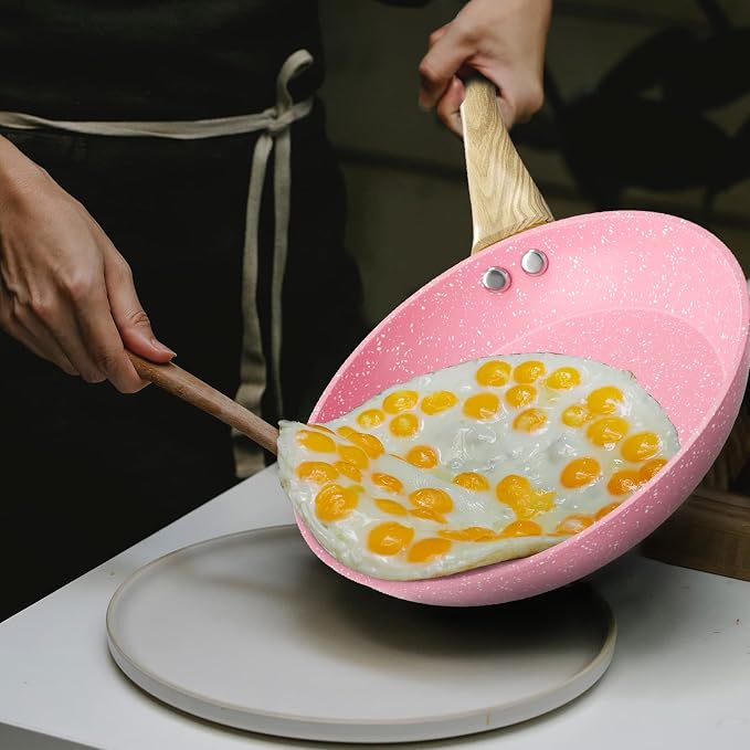 Frying Pan Nonstick, 11 Inch Pink Egg Pan, Non Stick Fry Pan 100% PTFE - Image 9