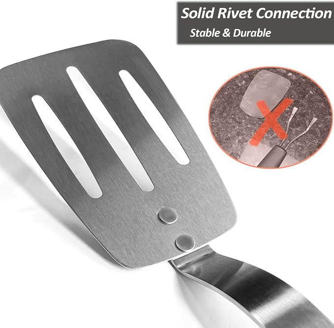 Stainless Steel Spatula, Flexible Metal Slotted Turner - Image 7