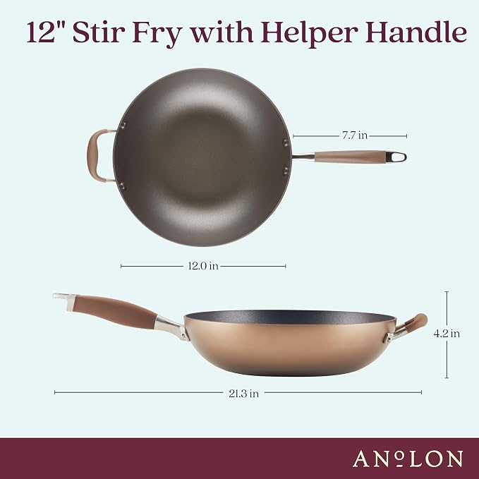 Anolon Advanced Home Hard Anodized Nonstick Wok/Stir Fry Pan 12 Inch - Image 2