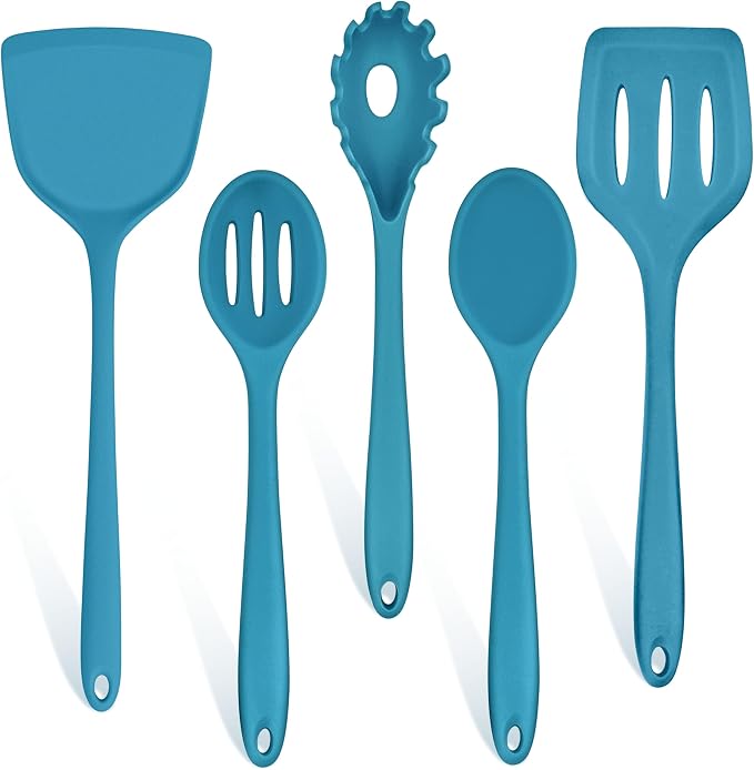 TeamFar Silicone Cooking Utensils Set, 5-Piece Heat Resistant Kitchen Utensils by TeamFar