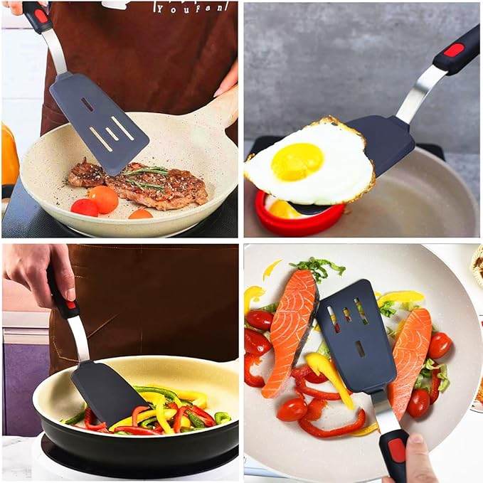 KLAQQED 4Pcs Spatula Silicone Heat Resistant Flexible Rubber Silicone Spatulas - Image 2
