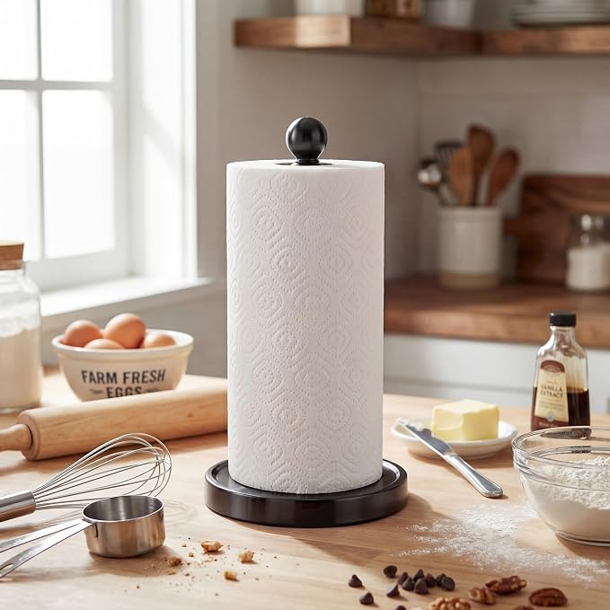 theaoo Paper Towel Holder Countertop, One-Handed Tear Paper Towel Stand - Image 8