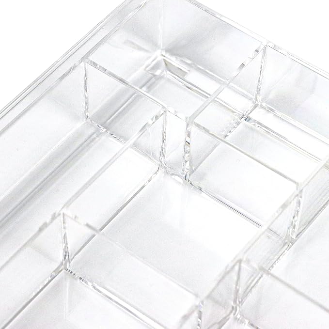 ZEXALOR 8-Section Clear Drawer Organizer, Large Acrylic Drawer Divider Tray - Image 4