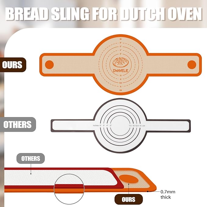 Silicone Bread Sling for Dutch Oven, Non-Stick & Easy to Clean Baking Mat Set - Image 6