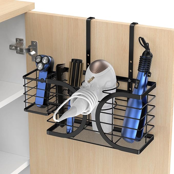 Hair Dryer Holder 3in1 Hair Tool Organizer/Wall Mounted, Cabinet Door or - Image 3