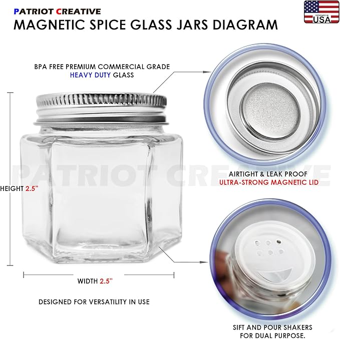 Patriot Set of 21 Large 4oz Magnetic Spice Jars - Image 4