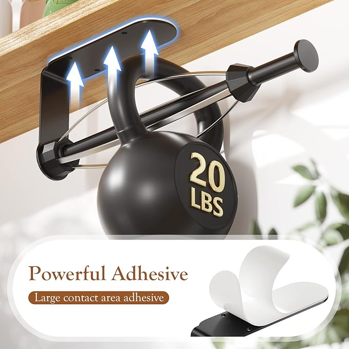3 Pack Paper Towel Holder Under Cabinet + 2 Towel Robe Hooks, Single Hand - Image 5