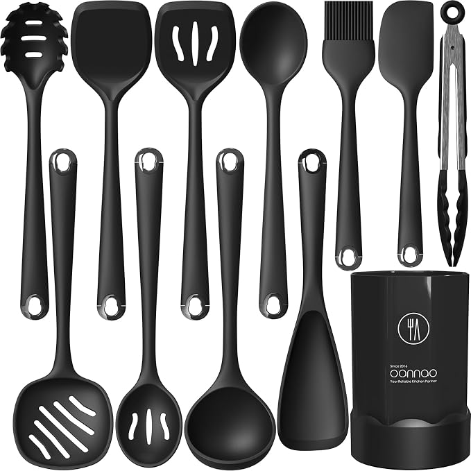 oannao Silicone Kitchen Utensils Set, 600°F Heat Resistant Silicone Cooking by oannao