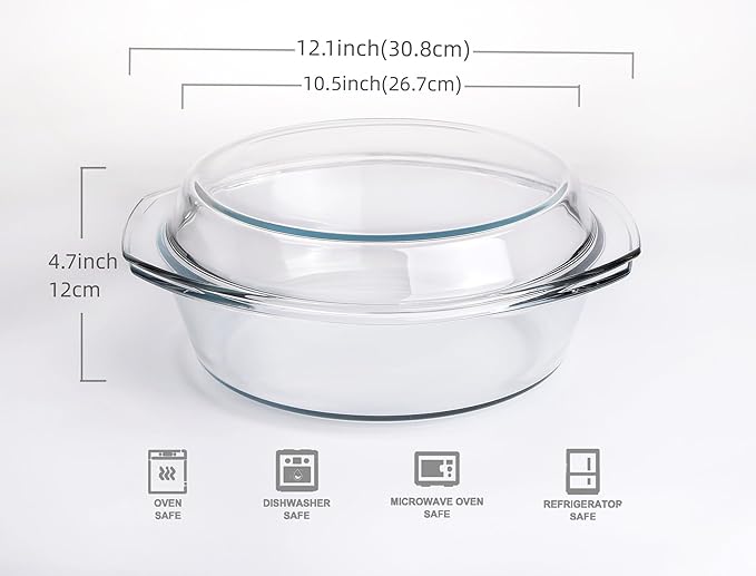 Round Tempered Glass Casserole Dish - Image 2