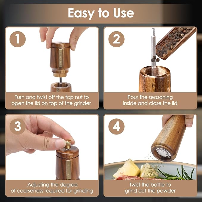 Wooden Salt and Pepper Grinder Set - Image 6