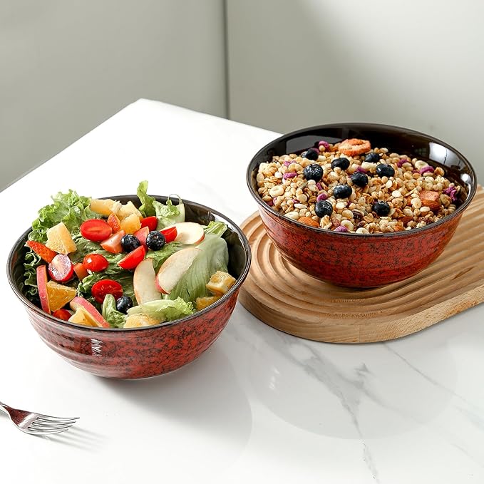 Hasense Ceramic Salad Bowl, 60 Ounces Large Serving Bowls, 8.5 Inch Soup Bowls - Image 2